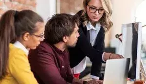 Group with laptop